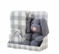 Pack Manta de 90x75 cm y Perro de Peluche gris de 26 cm