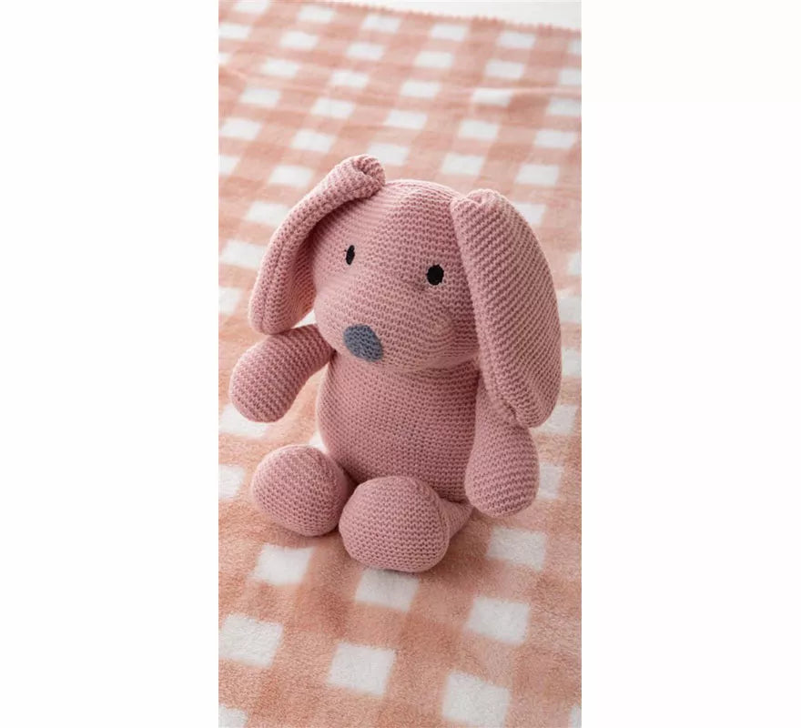 Pack Manta de 90x75 cm y Perro de Peluche rosa de 26 cm