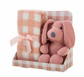 Pack Manta de 90x75 cm y Perro de Peluche rosa de 26 cm