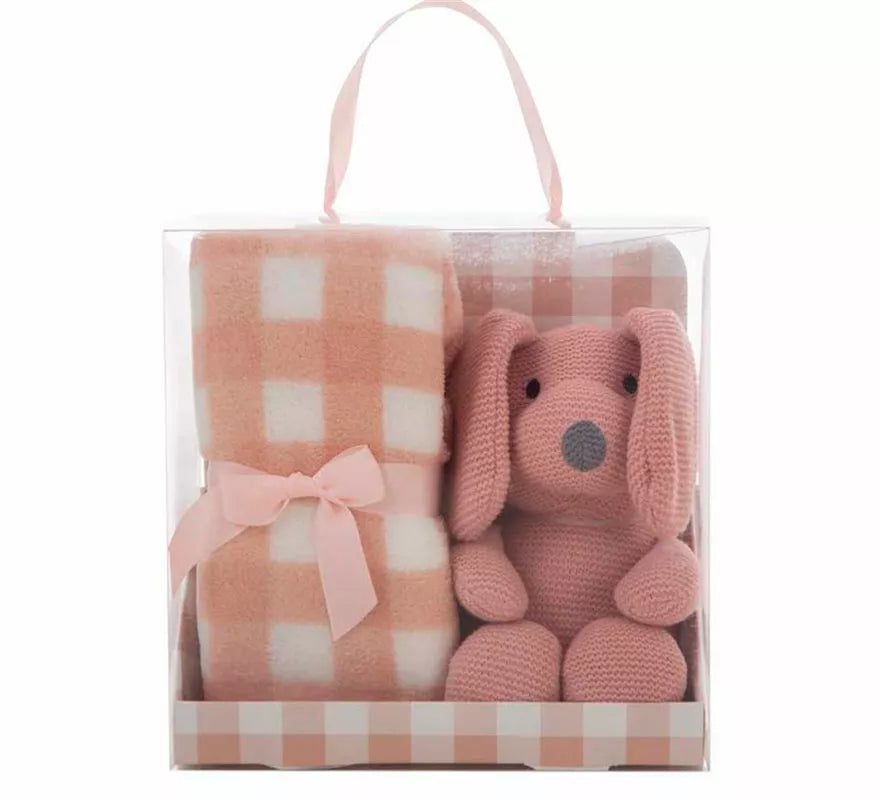Translation missing: es.Pack Manta de 90x75 cm y Perro de Peluche rosa de 26 cm