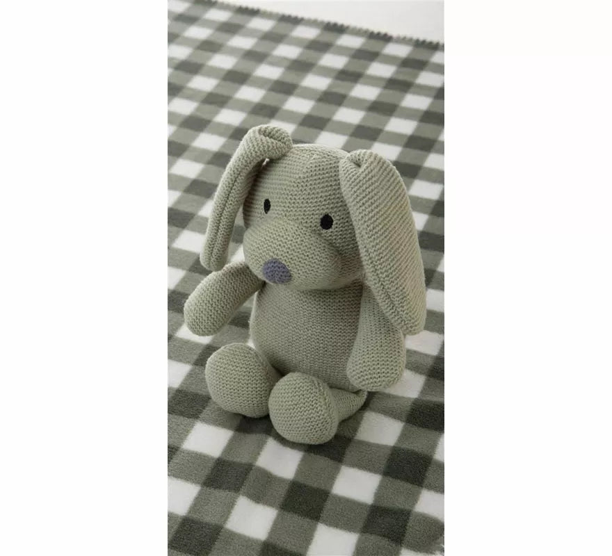 Pack Manta de 90x75 cm y Perro de Peluche verde de 26 cm
