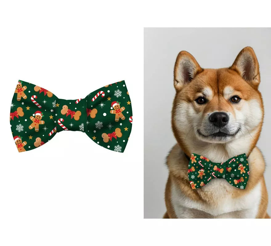 Pajarita Estampada de Muñeco de Jengibre para perro