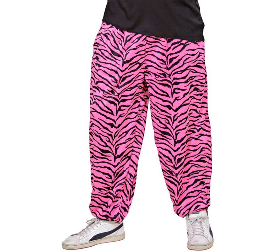 Translation missing: es.Pantalones Años 80 Estampado Cebra rosa para hombre