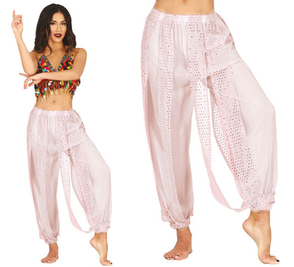 Pantalones Danza del Vientre blanco para mujer
