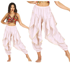 Pantalones Danza del Vientre blanco para mujer