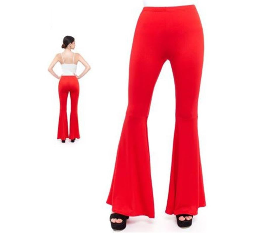 Pantalones de Campana de Punto color Rojo para mujer