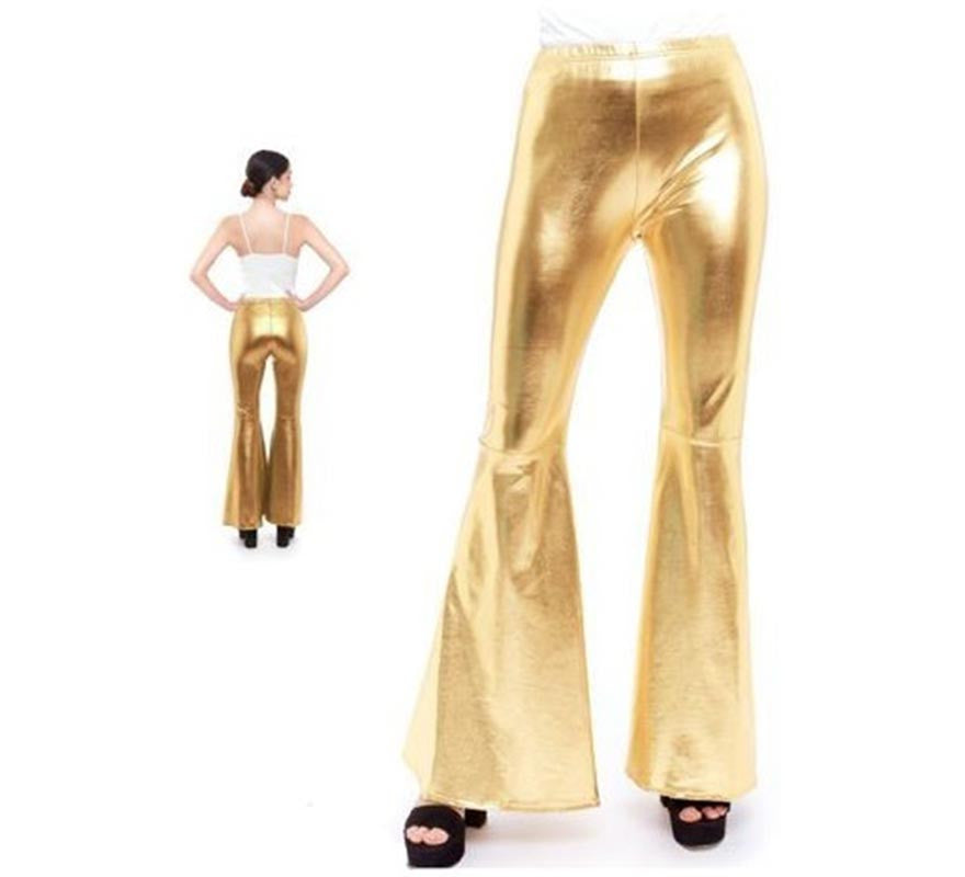 Translation missing: es.Pantalones de Campana Metalizado color Oro para mujer