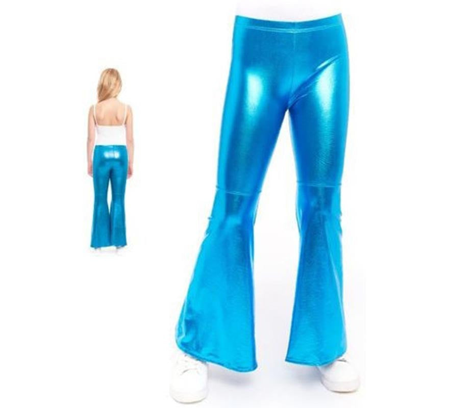 Translation missing: es.Pantalones de Campana Metalizado color Turquesa para niños