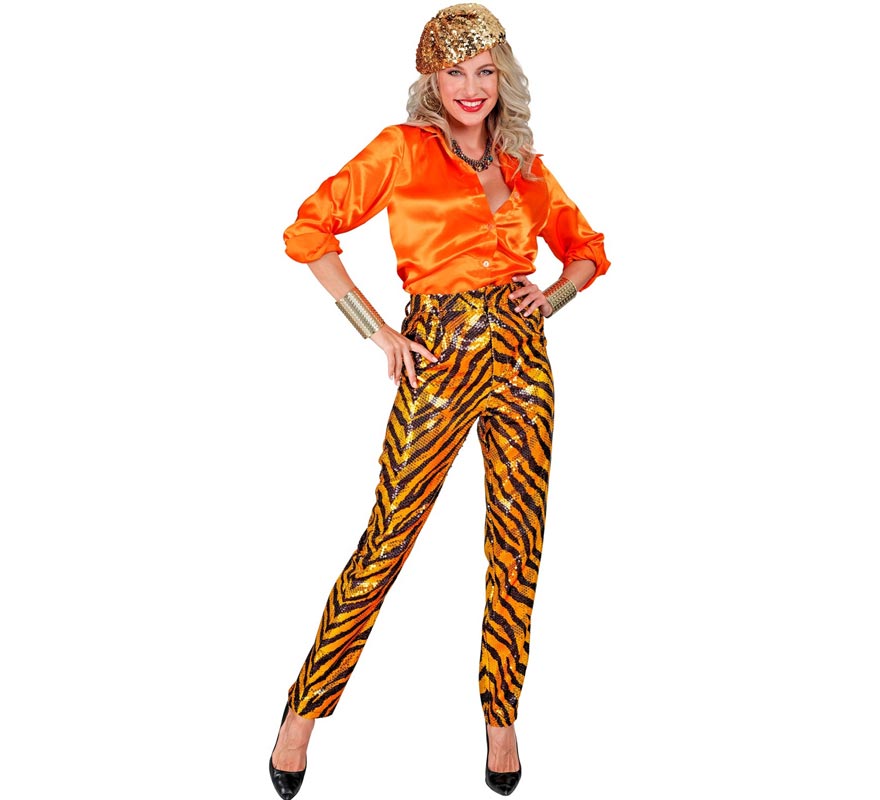 Translation missing: es.Pantalones Fiesta animal print dorado para mujer