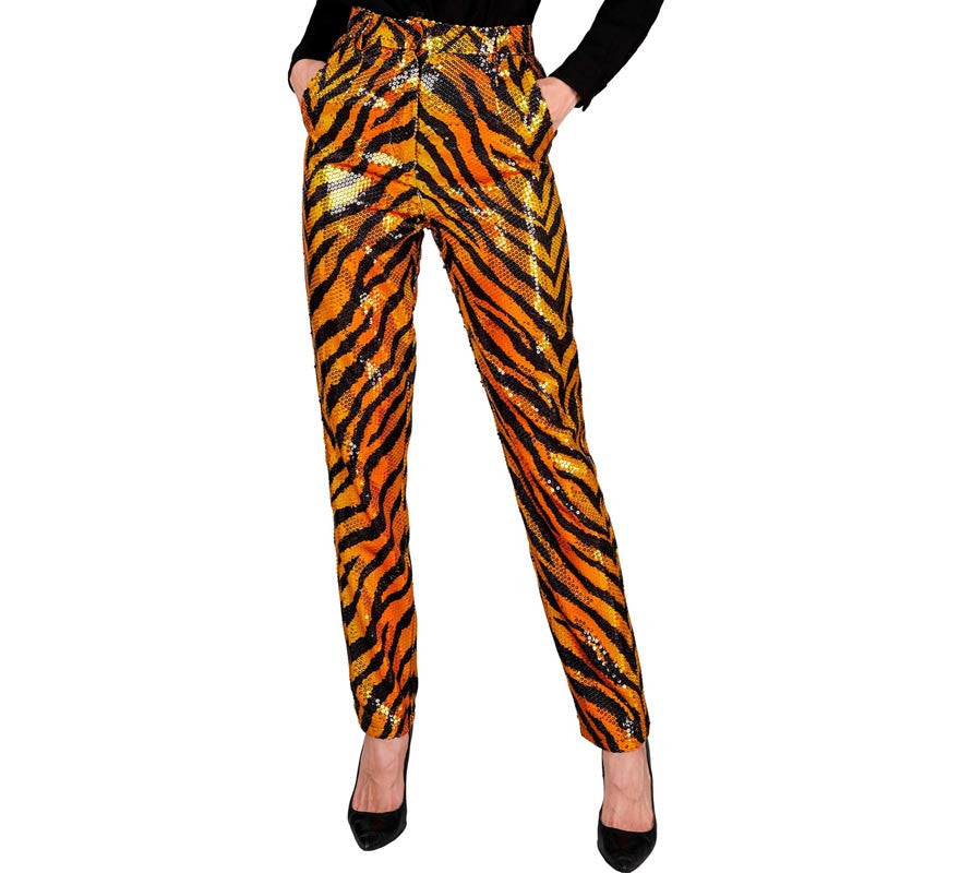 Translation missing: es.Pantalones Fiesta animal print dorado para mujer