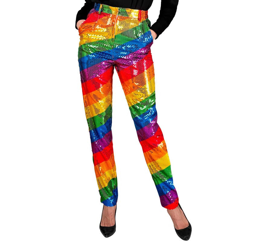 Translation missing: es.Pantalones Fiesta franjas multicolor para mujer