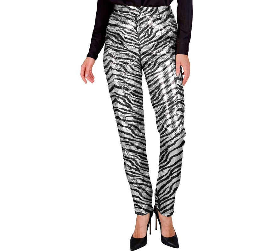 Translation missing: es.Pantalones Moda Fiesta Animal Print Plateado para mujer