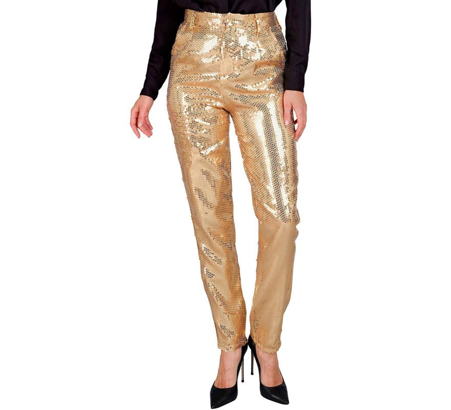 Translation missing: es.Pantalones Party Fashion lentejuelas dorado para mujer