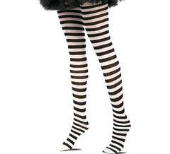 Pantys a rayas blanco y negro adulto