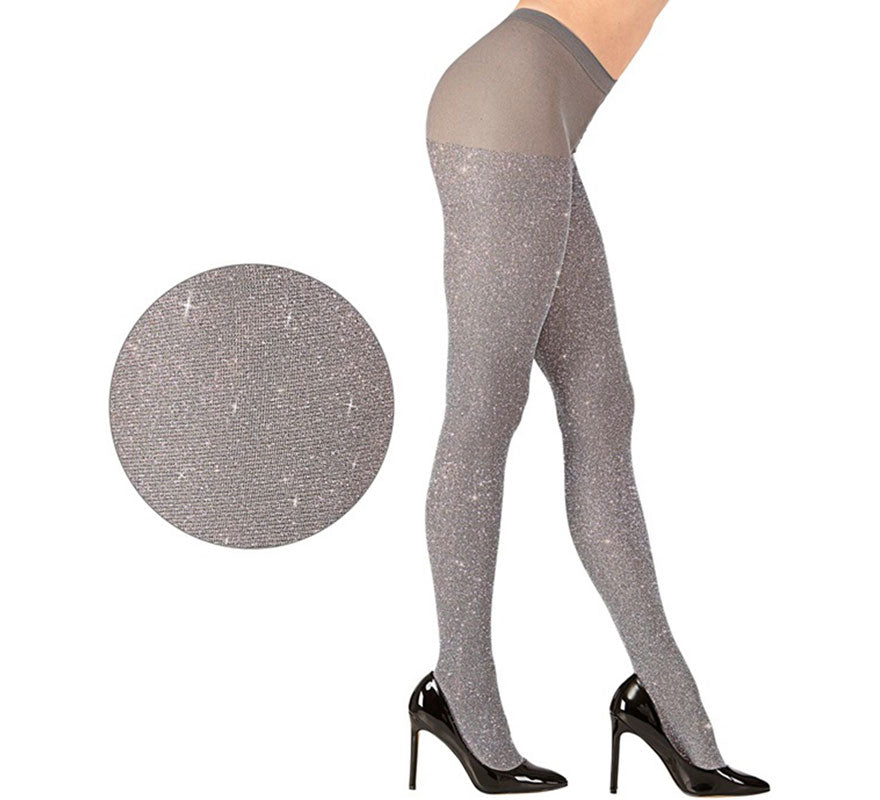 Pantys Brillantes plateados de 40 DEN para mujer