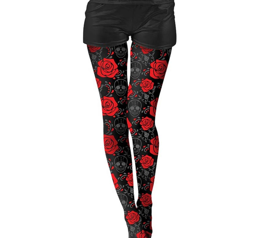 Translation missing: es.Pantys de Catrina Calaveras y Rosas rojas adulto