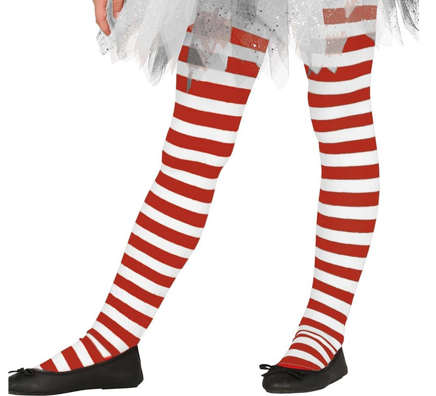 Translation missing: es.Pantys de Elfa Navideña a rayas rojo y blanco infantil