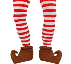 Pantys de Elfo Navideño a rayas rojas y blancas adulto