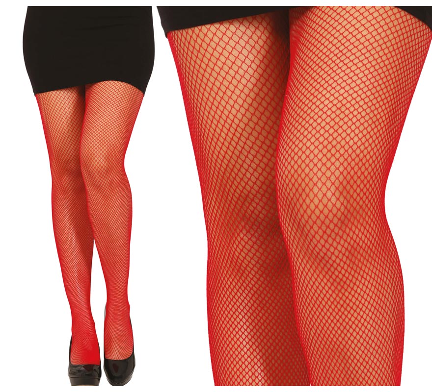 Translation missing: es.Pantys rojas de malla pequeña para mujer