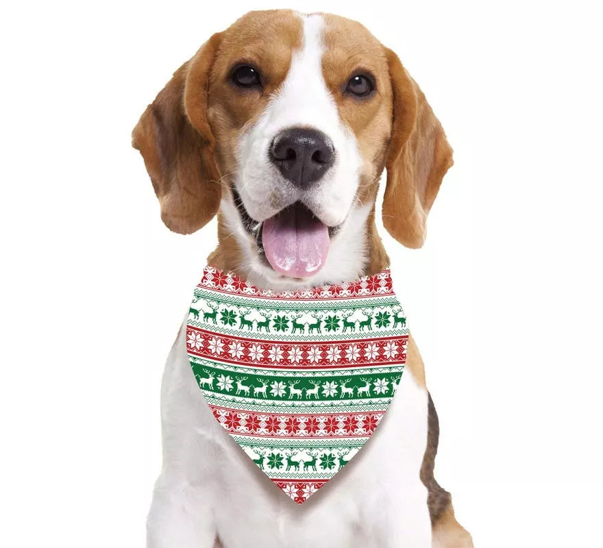 Translation missing: es.Pañuelo Copos y Renos estampado para perro de 69x35 cm