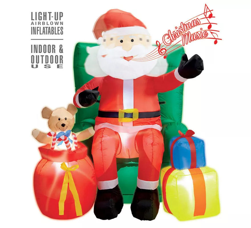 Translation missing: es.Papá Noel Hinchable con Música, Luz y Movimiento con Ventilador de 122 cm