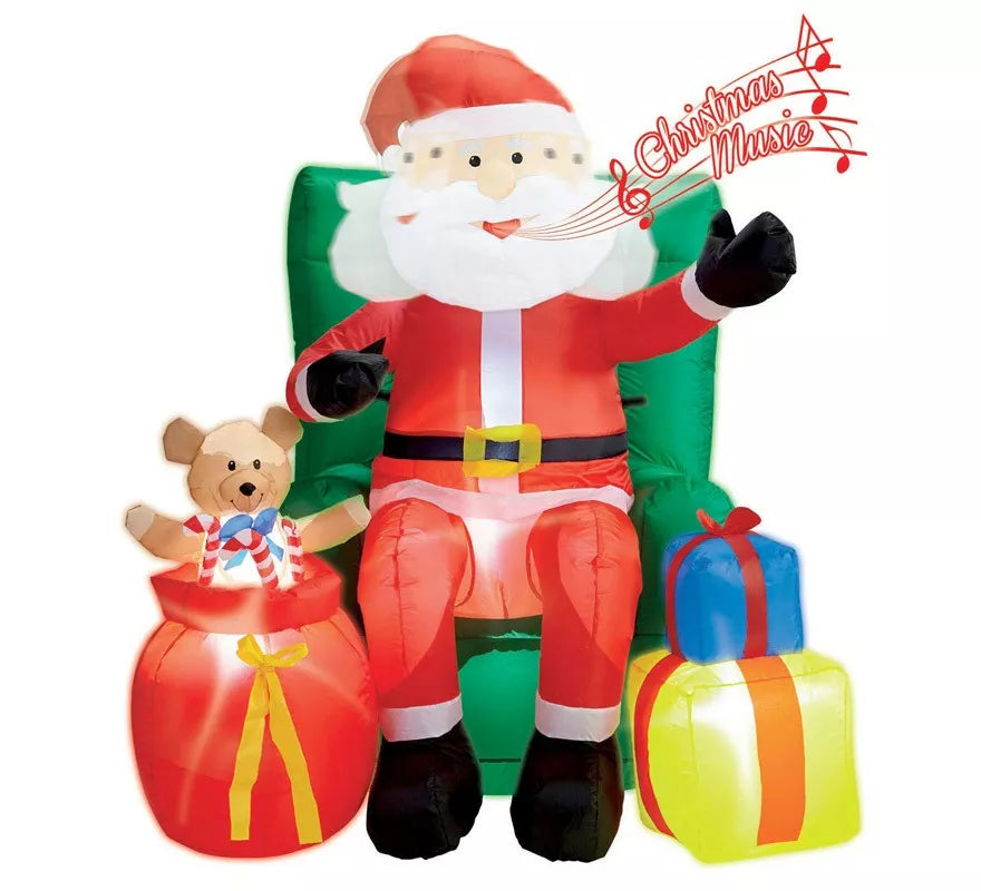 Translation missing: es.Papá Noel Hinchable con Música, Luz y Movimiento con Ventilador de 122 cm