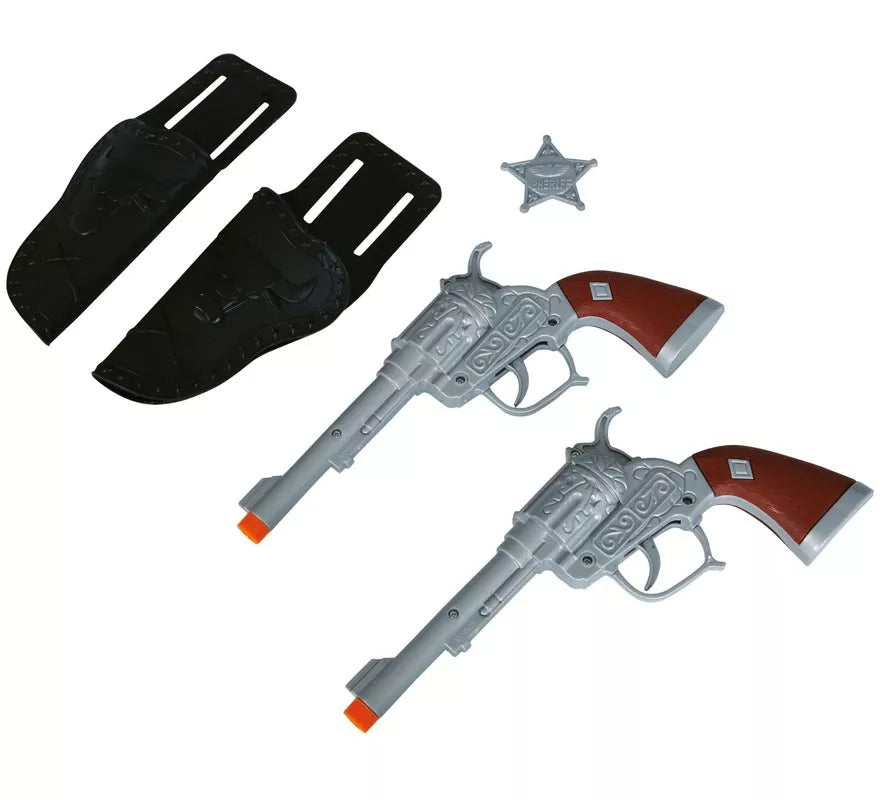 Par de Cartucheras con 2 Pistola de 24 cm
