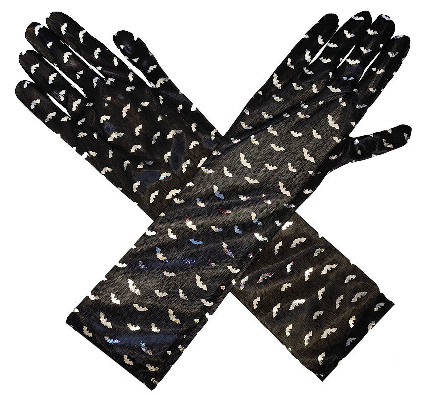 Translation missing: es.Par de Guantes negros con murciélagos adulto
