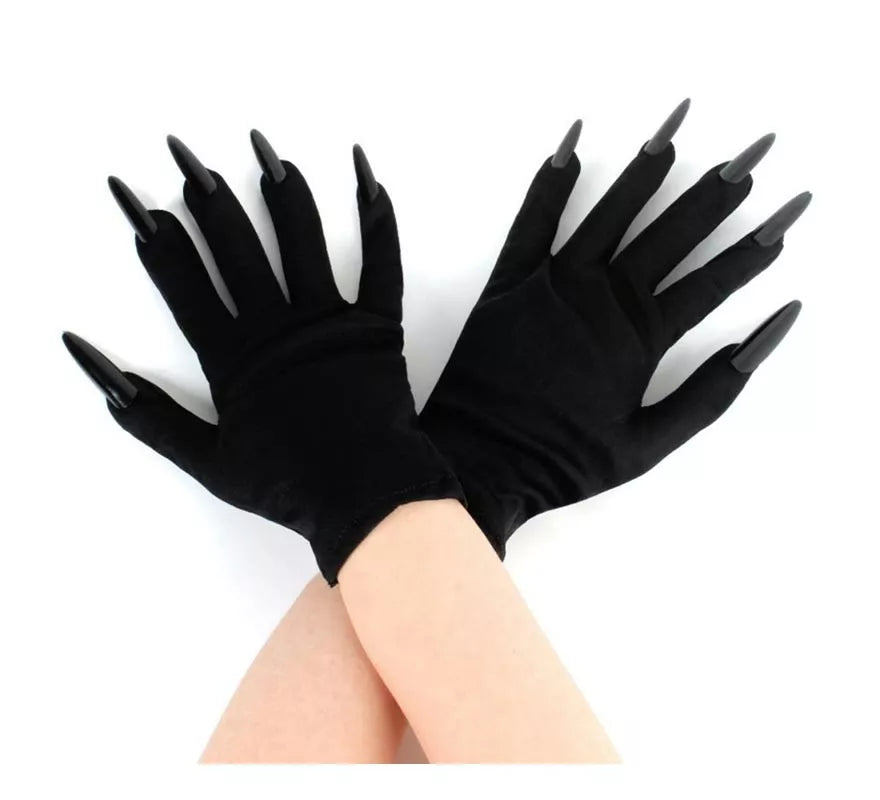 Translation missing: es.Par de Guantes negros con Uñas negras adulto