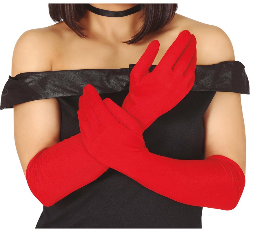 Translation missing: es.Par de guantes rojos largos 45 cm