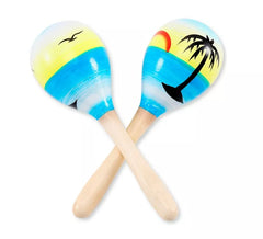 Par de Maracas de madera atardecer tropical de 20 cm