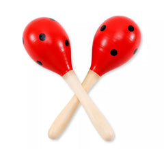 Par de Maracas de madera con lunares de 20 cm