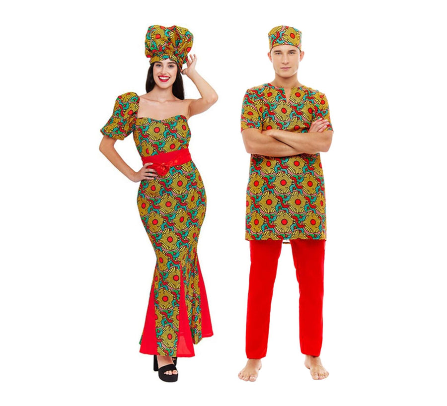 Pareja con estampado africano