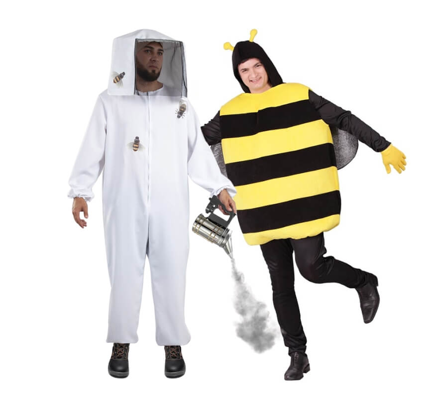 Pareja de apicultor y abeja