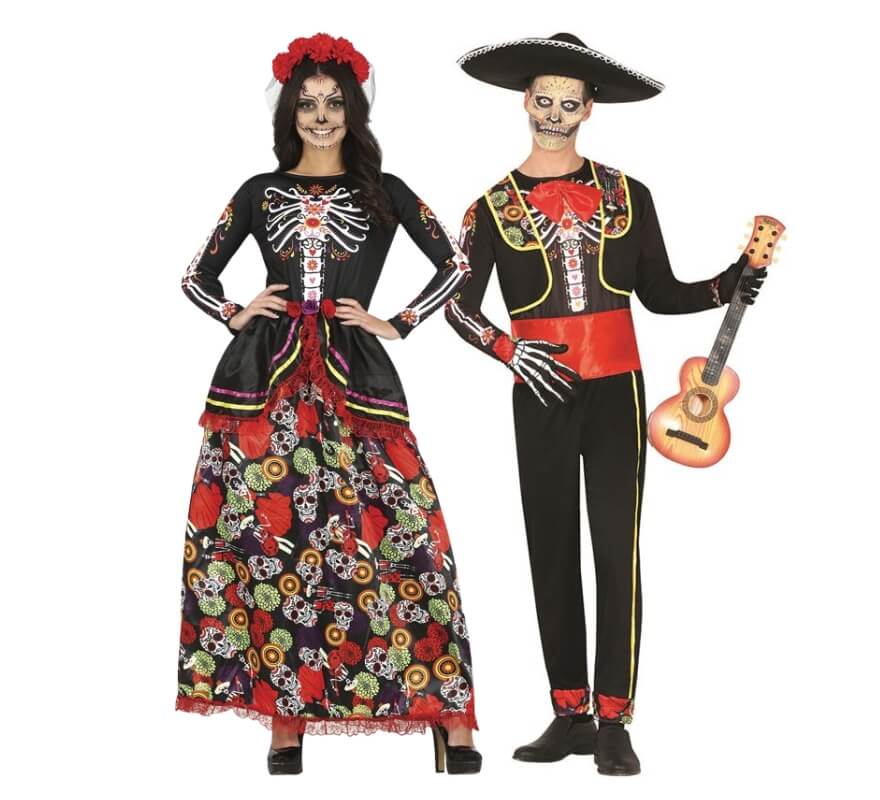 Pareja de Catrina y Catrin estampados