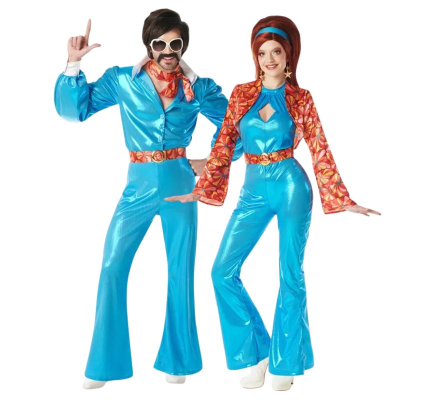 Pareja de disco azul años 70