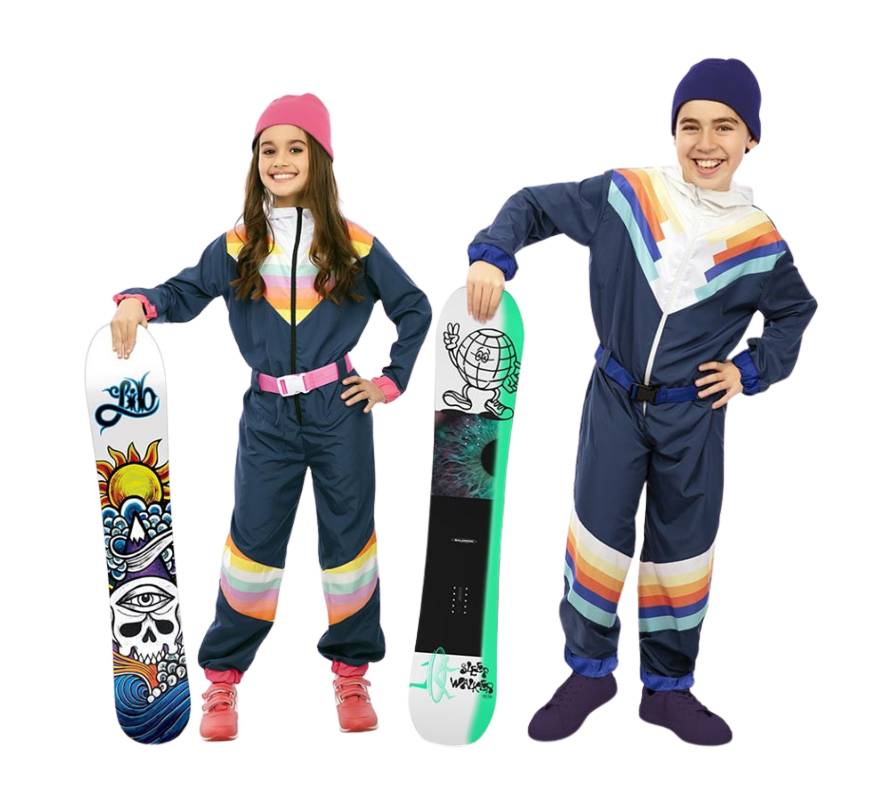 Pareja de esquiadores infantil