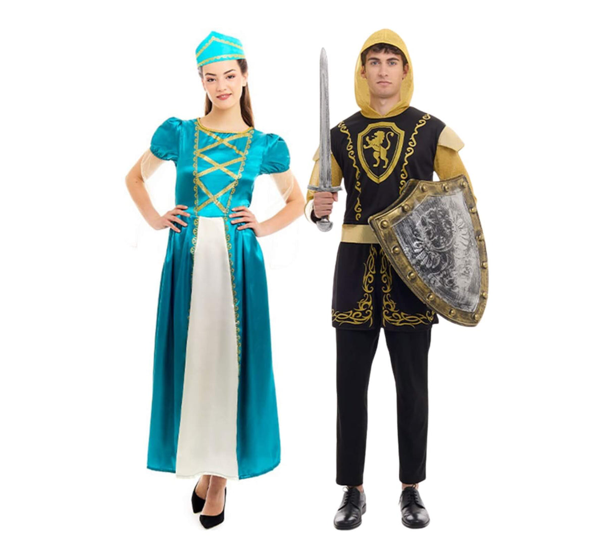 Pareja de princesa y guerrero medieval