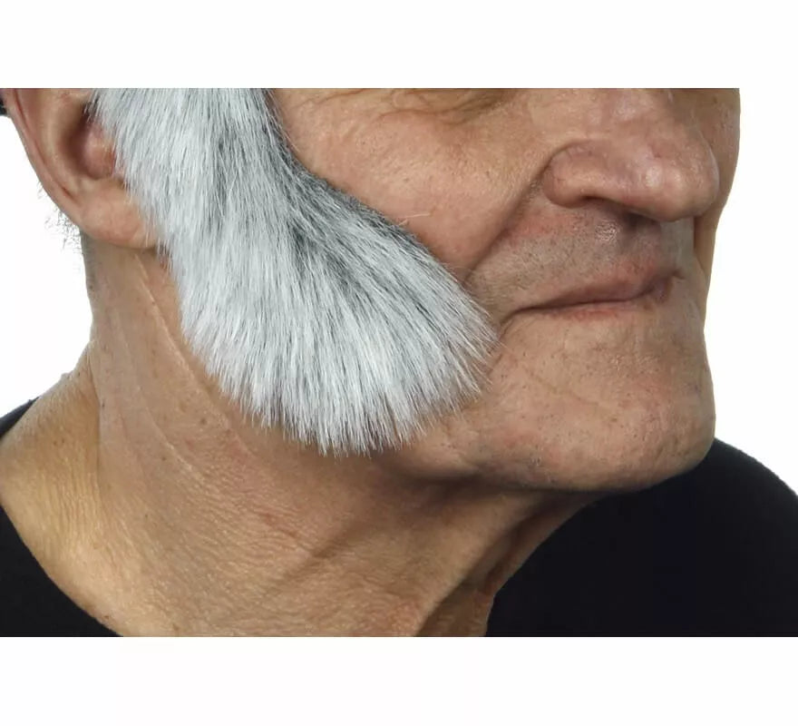 Patillas anchas curvadas con pelo blanco