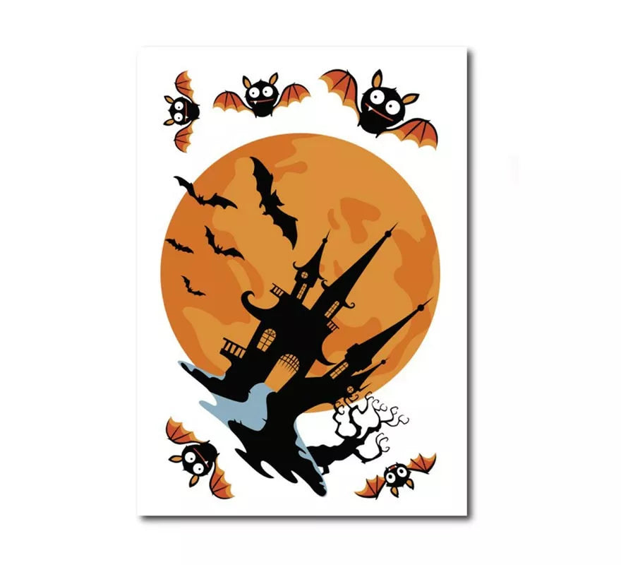 Pegatina de Casa Embrujada naranja de vinilo de 20x30 cm