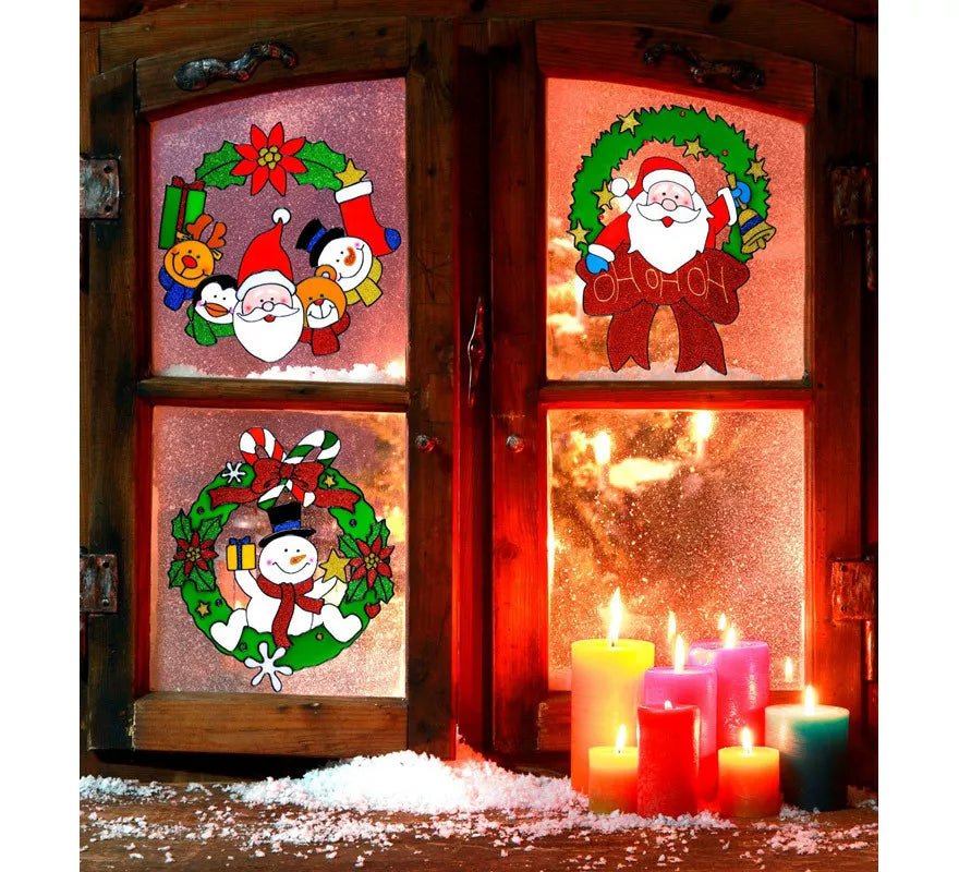 Translation missing: es.Pegatina Ventana Corona Navidad Surtida en 3 Modelos de 30 cm