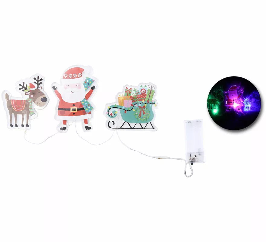 Pegatinas Gel Led 3 Figuritas de Papá Noel y Reno de 15x30 cm