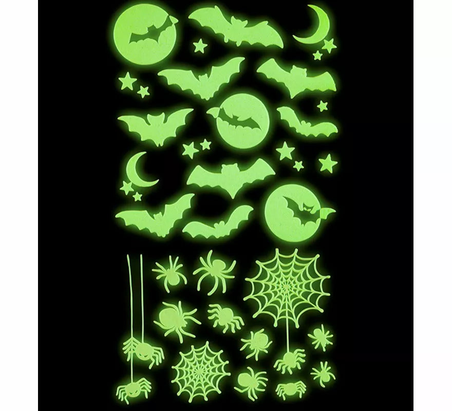 Translation missing: es.Pegatinas Murciélagos y Arañas Fluorescentes de 21x15 cm