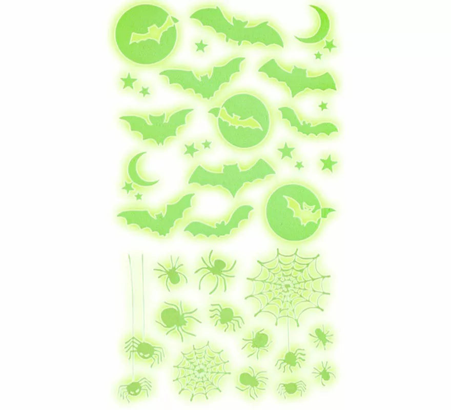 Translation missing: es.Pegatinas Murciélagos y Arañas Fluorescentes de 21x15 cm