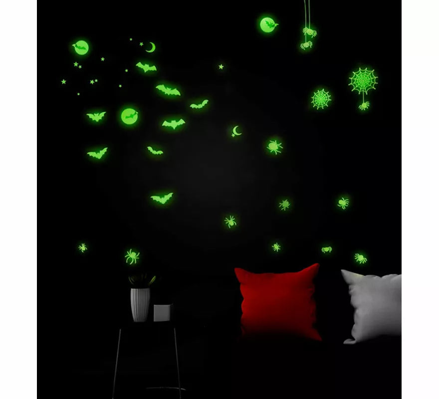 Translation missing: es.Pegatinas Murciélagos y Arañas Fluorescentes de 21x15 cm
