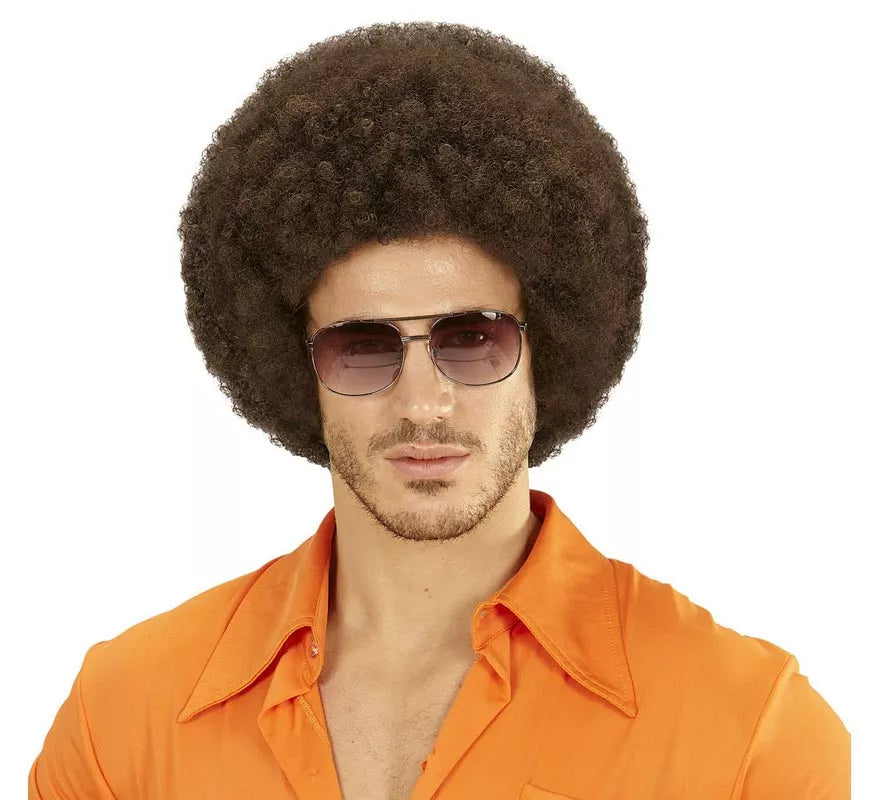 Translation missing: es.Peluca Afro castaña ajustable y lavable adulto
