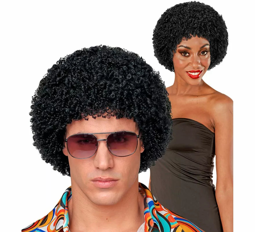 Peluca Afro Disco Años 70 negra