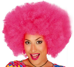 Peluca afro extra grande rosa