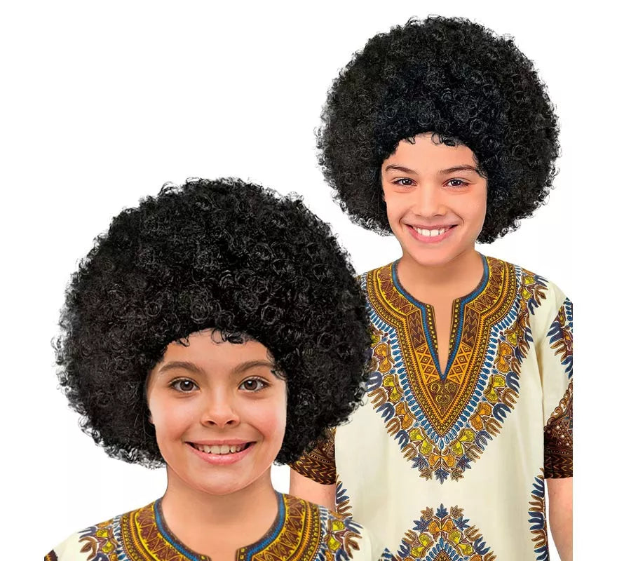 Translation missing: es.Peluca Afro negra en bolsa infantil