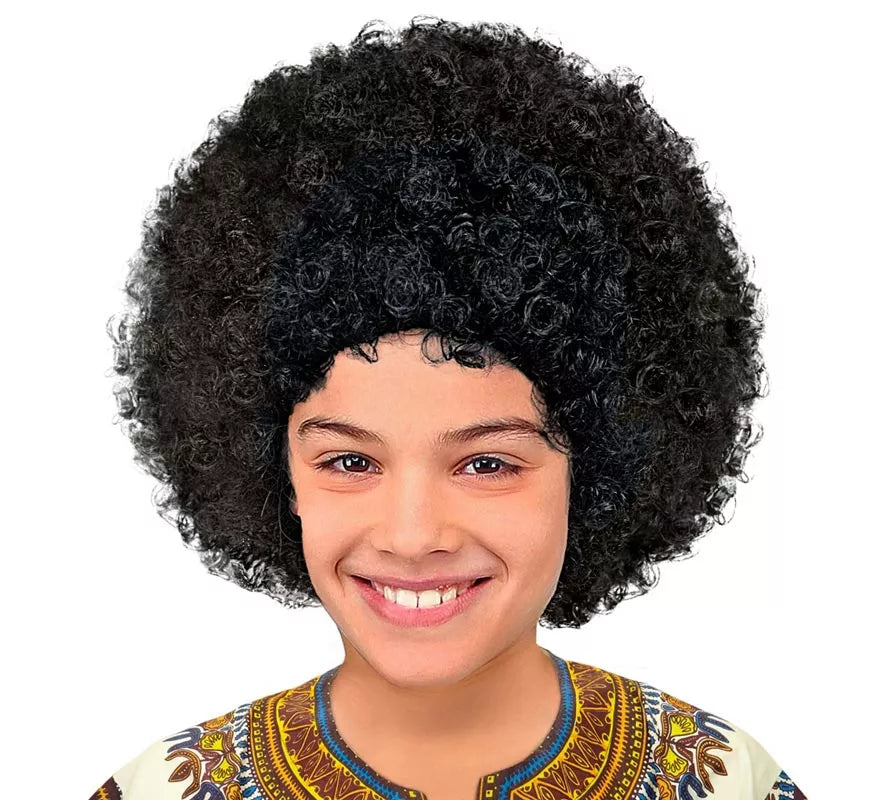 Translation missing: es.Peluca Afro negra en bolsa infantil